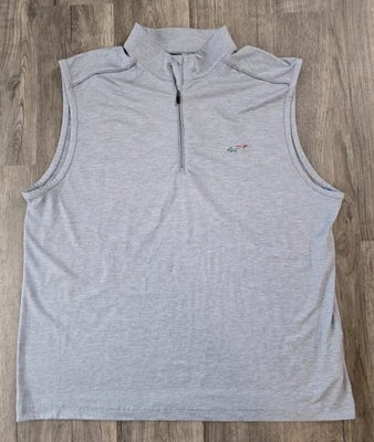 Chaleco de golf Greg Norman para hombre con cremallera 1/4 talla grande gris con rayas Foto 1 de 4