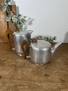 Picquet Ware Tea and Coffee Pot Metal & Wood 1960’s Style - Picture 1 of 13