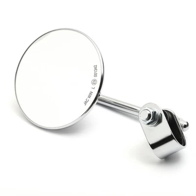 Custom Mirror Round 4" 10cm Chrome E Approval Handlebar Clamp Left/Right Motorcycle Mirror - Image 1 of 4