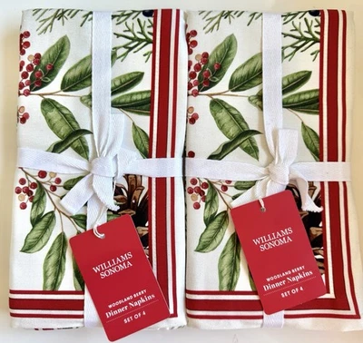 Due set di tovaglioli Williams Sonoma Woodland Berry, 8 pezzi, nuovi con etichette, vendita al dettaglio $99 - Immagine 1 di 4