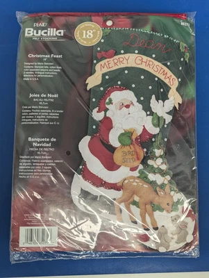 NOVO Kit de Meias de Feltro Bucilla Festa de Natal Santa Deer 85271 18" 2005 - Imagem 1 de 3