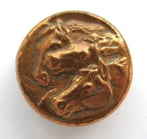 Vintage Button Pharaoh's Horses Ceramic? Plaster? Copper Colored Finish - Picture 1 of 6