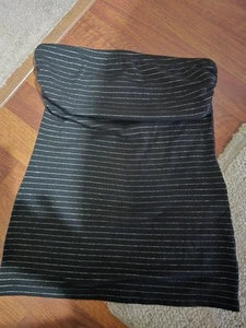 Wet Seal Damen M schwarz/silber ärmellos Cropped Röhrentop Y2K - Bild 1 von 1