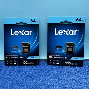 2x Lexar High-Performance 633x microSDHC/microSDXC UHS-I 64gb Memory Card - Picture 1 of 2