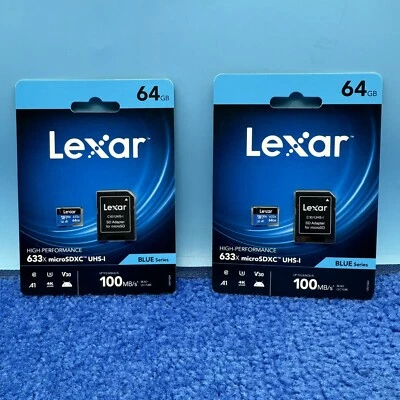 2x Lexar High-Performance 633x microSDHC/microSDXC UHS-I 64gb Memory Card - Image 1 of 2
