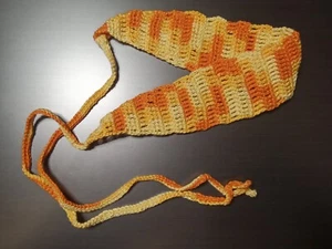MULTICOLOR ORANGE Handmade Crochet Headband 1.5 H x 12 L in w/ Strings  - Imagen 1 de 3
