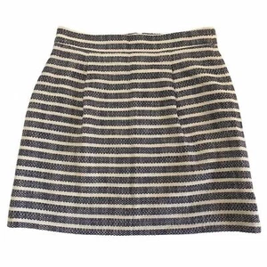 J. Crew Factory 00 Stripe Pleated Front Mini Tweed Skirt - Picture 1 of 4