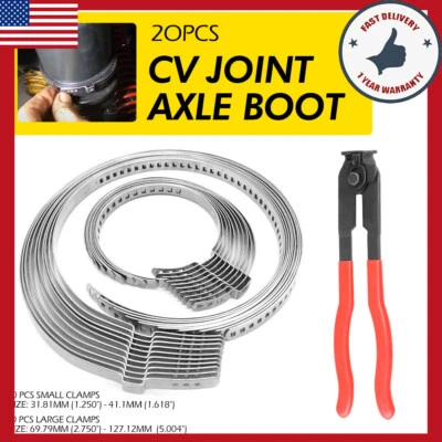 20pcs Small Large CV Axle Joint Boot Adjustable Crimp Clamps Clamp Pliers Tool - Image 1 of 4