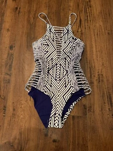 Red Carter Blue And White Geometic One Piece Swinsuit Sz XS NWT - Picture 1 of 6
