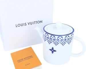 RARA teiera Louis Vuitton monogramma fiori piastrella blu stoviglie ornamento mattina - Foto 1 di 6
