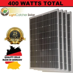 (4pcs) 100W Watts 100 Watt Solar Panels Mono German 12 Volt 12V RV Boat Off Grid - Picture 1 of 5