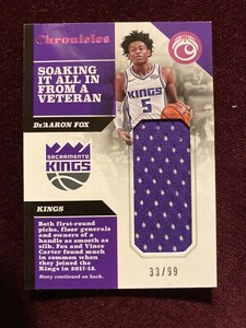 2017-18 Chronicles Swatches #CS-DAF Kings De'Aaron Fox Rookie Jersey Card /99