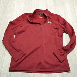 Under Armour Sweater Adult XL Red 1/4 Zip Long Sleeve Thermal Layer Base - Picture 1 of 10