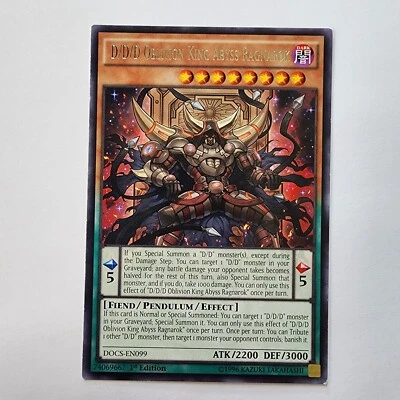 D/D/D Oblivion King Abyss Ragnarok - DOCS-EN099 - LP - Rare - 1st ed - Yugioh - Image 1 of 2