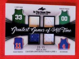 Larry Bird GAME USED JERSEY CARD #d20/35 ROBERT PARISH ISIAH THOMAS JOE DUMARS - Picture 1 of 2