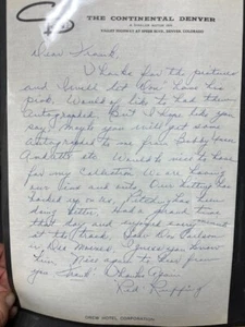 RED RUFFING NY YANKEES HOF SIGNED HANDWRITTEN LETTER - RACING & BASEBALL CONTENT - Picture 1 of 1