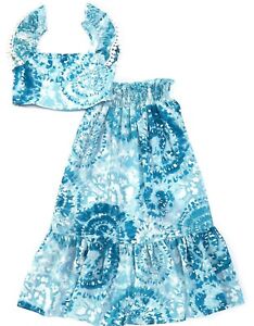 Bonnie Jean Big Girl's Crepe Tie-Dye Top & Maxi Skirt Matching Dress Set-14 16