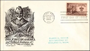 Scott 995 - 3 Cents Boy Scouts Staehle FDC Typed Address Black Planty 995-10 - Picture 1 of 2