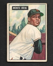 1951 BOWMAN MONTE IRVIN # 198 N.Y. GIANTS G/VG (GOOD/VERY GOOD) -- SLIGHT CREASE