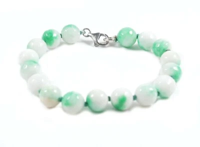 Bracciale in Giada e Chiusura in Argento 925 Made In Italy - Immagine 1 di 3