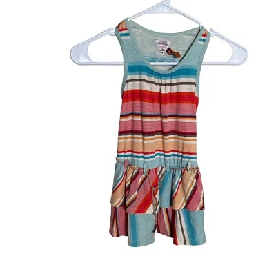 Mayoral Girl Dress Girl's 4 104CM Striped Colorful Sleeveless Ruffle Boho Casual - Image 1 of 4