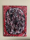 "CATscan? 2017 Original Abstract Red And Black Canvas Painting J.L.W. Artist