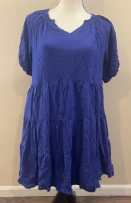 Vestido JODIFL Talla Mediana Manga Corta Coqueta Volantes En Niveles Azul Real Foto 1 de 4