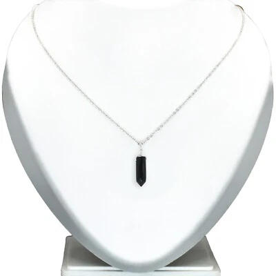 Collana Con Pendente A Matita In Onice Nero In Argento Sterling 925 - Immagine 1 di 4