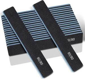 12 Pcs Professional Nail Files 60/60 Grit Nail Files for Acrylic Nails Gel Nails - Picture 1 of 6