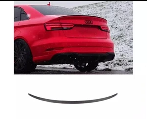 FOR AUDI A3 8V SALOON 2014-2020 - S3 STYLE RISPER REAR SPOILER LIP - GLOSS BLACK - Picture 1 of 7