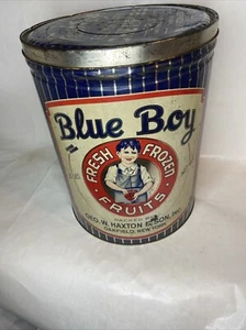 Antique Blue Boy Fresh Frozen Fruits 30 Lb Can  Geo W Haxton & Son Oakfield NY - Picture 1 of 15