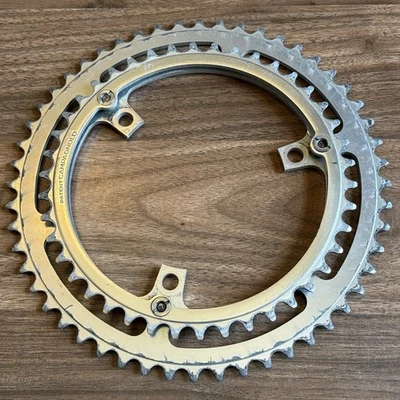 Винтажный CAMPAGNOLO 3 ARM передняя звездочка комплект GRAN SPORT 52/42T 3-Pin двойной Nuovo запись - Изображение 1 из 4