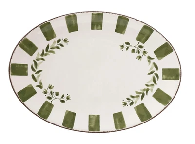 Better Homes and Gardens Melamine Oval Serving Tray Green White 18-in Floral NEW - Image 1 of 4