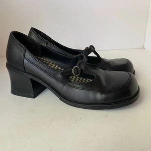 Mocassino Y2K Vintage Predictions nero grosso tacco a blocco Mary Jane’s donna 7,5 W - Foto 1 di 12