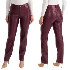 Joie Women's Burgundy Faux Leather Dress Pants Size 18 Straight Leg - Picture 1 of 8