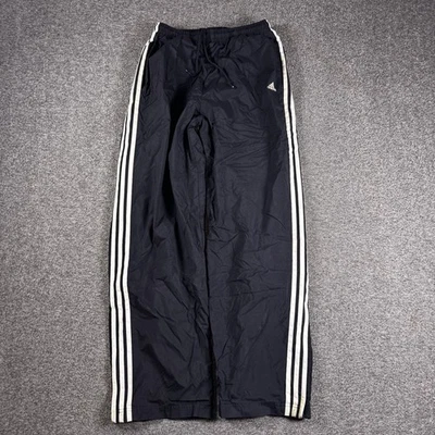 Pantalones de chándal vintage Y2K Adidas para hombre grandes negros tres rayas forrados de malla holgados Foto 1 de 4