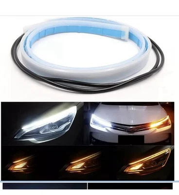 STRISCIA FARO AUTO LED TUBO NEON 12V FLESSIBILE 60CM BIANCO E GIALLO AMBRA LDR - Immagine 1 di 4