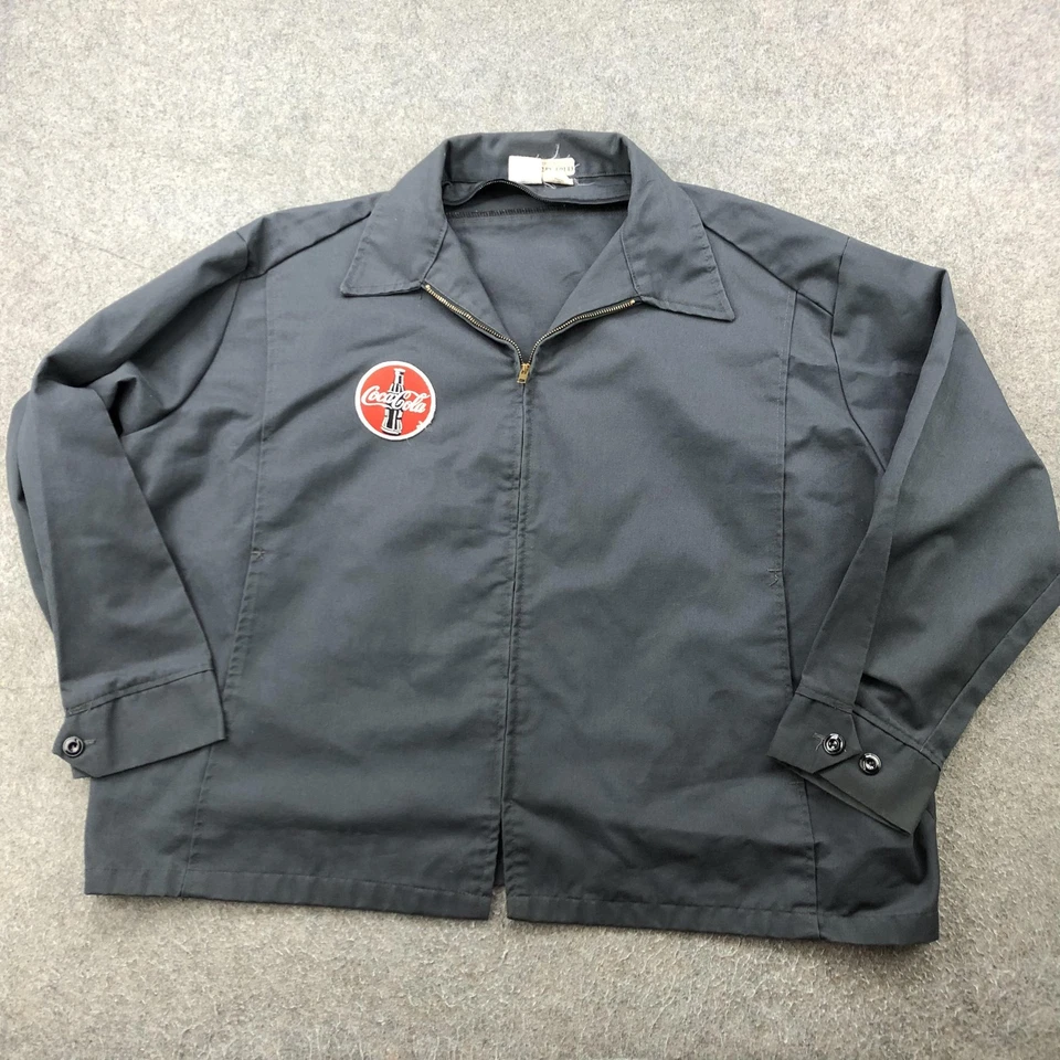 Vintage Coca-Cola Jacket Men 3XL 56 Long Gray Patch Workwear Uniform USA 80s - Image 1 of 4
