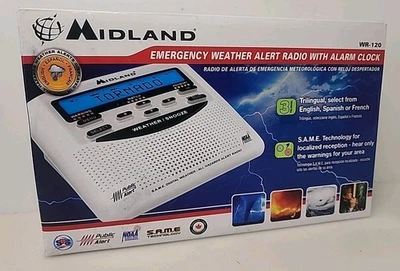 Midland WR-120 Emergency Weather Alert Radio with Alarm Clock White NEW NIB - Image 1 of 4