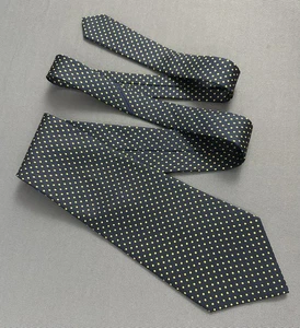 CHRISTIAN DIOR TIE - Blue 100% Silk with Yellow Dot Pattern - Made in France - Picture 1 of 13