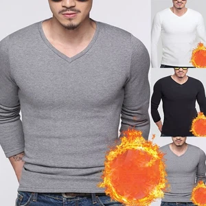 Mens Warmth Booster Stylish V Neck Thermal Fabric and Comfortable Fit Top - Picture 1 of 20