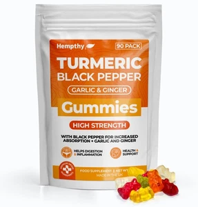 Turmeric, Ginger, Black Pepper & Garlic Vitamin Gummies - Health Support - Pk90 - Picture 1 of 10