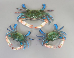 3x Vintage Hartplastik hängende Wand blaue Krabbe Deko - Bild 1 von 2