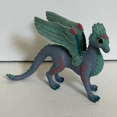 Schleich Bayala Floral Dragon Mother! Sparkly teal wings! EUC! About 4” Tall - Image 1 of 4