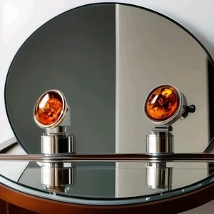 BALTIC AMBER Oval Stud Earrings in FINE STERLING SILVER 2gm tw - Picture 1 of 5