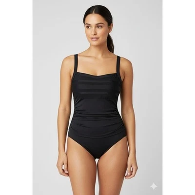 COLE OF CALIFORNIA Size 10 Black Striped Tank One Piece Swimsuit Bathing Suit - Image 1 of 4