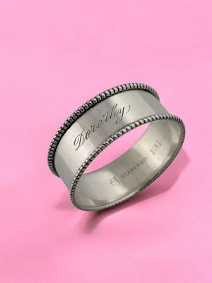 Anillo servilleta toalla plata esterlina con bordes con cuentas ~ DOROTHY Foto 1 de 4