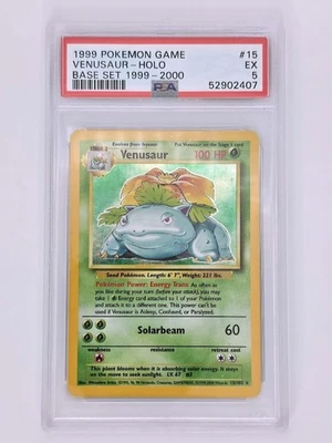 PSA 5 EX Venusaur 015/102 Base Set Unlimited Holo WOTC - Image 1 of 2