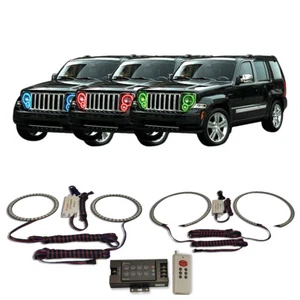 RGB Multi Color RF Headlight Halo kit for Jeep Liberty 08-13 - Picture 1 of 11