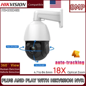Hikvision Compatible 4K 8MP 18X Zoom PTZ Camera Auto Tracking IR POE 2-Way Audio - Picture 1 of 23
